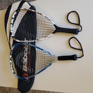 Head Liquidmetal Hurricane and Head Blast racquetball racquets plus Babolat bag